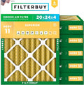 Filterbuy 20x24x4 Air Filter MERV 11 Superior Pet & Allergy Defense (6-Pack), Electrostatic Pleated HVAC AC Furnace Filters Replacement, Made in USA (Actual Size: 19.38 x 23.38 x 3.63)