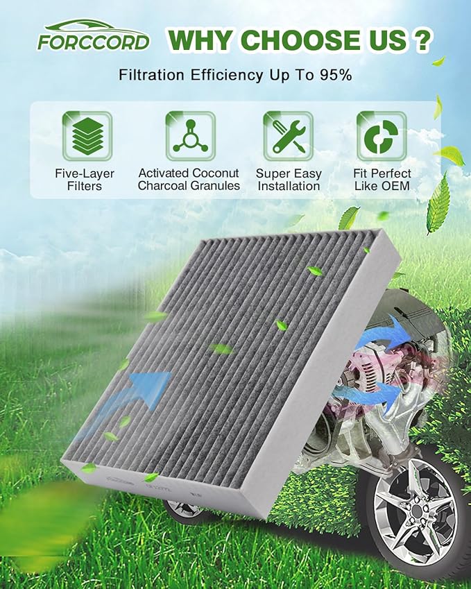 Cabin&Engine Air Filter Fit for Ford Explorer 2026 2025-2020 2.3/3.0L Activated Carbon Cabin Filter Replacement FA1884 7T4Z9601A FP89 JX6Z9601A