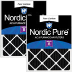 Nordic Pure 16x20x1 (Actual Size: 15 1/2 x 19 1/2 x 3/4) Pure Carbon Pleated Odor Reduction Furnace Air Filters 2 Pack