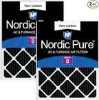 Nordic Pure 20x30x1 (Actual Size: 19 5/8 x 29 5/8 x 3/4) Pure Carbon Pleated Odor Reduction Furnace Air Filters 2 Pack