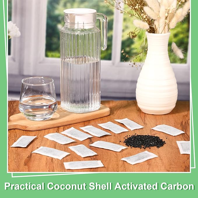 Lounsweer 12 Packs Replacement Activated Charcoal Distiller Filters Coconut Husk Activated Carbon Filter Sachets Compatible with Countertop Water Distiller Models