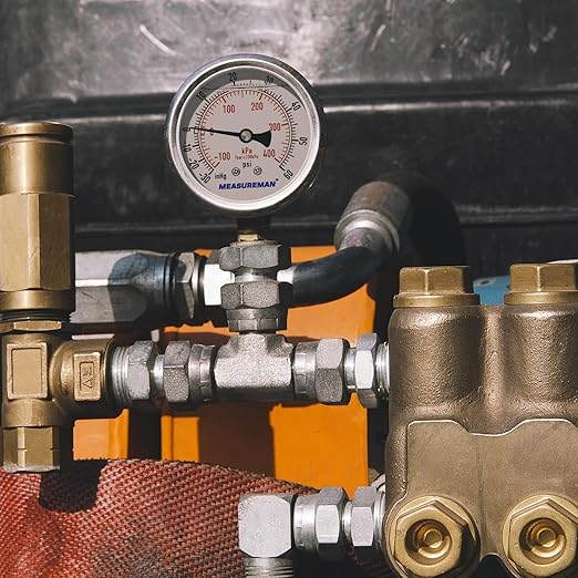 MEASUREMAN 2-1/2" Dial Size, Glycerin Filled Pressure Gauge, 30inHG-60psi, 304 Stainless Steel Case, 1/4" NPT Lower Mount