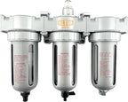1/4" NPT MID FLOW 3 Stages Filter Coalescing Desiccant Dryer System For Compressed Air Lines, Poly Bowls, Great For Paint Spray And Plasma Cutter (AUTO DRAIN)