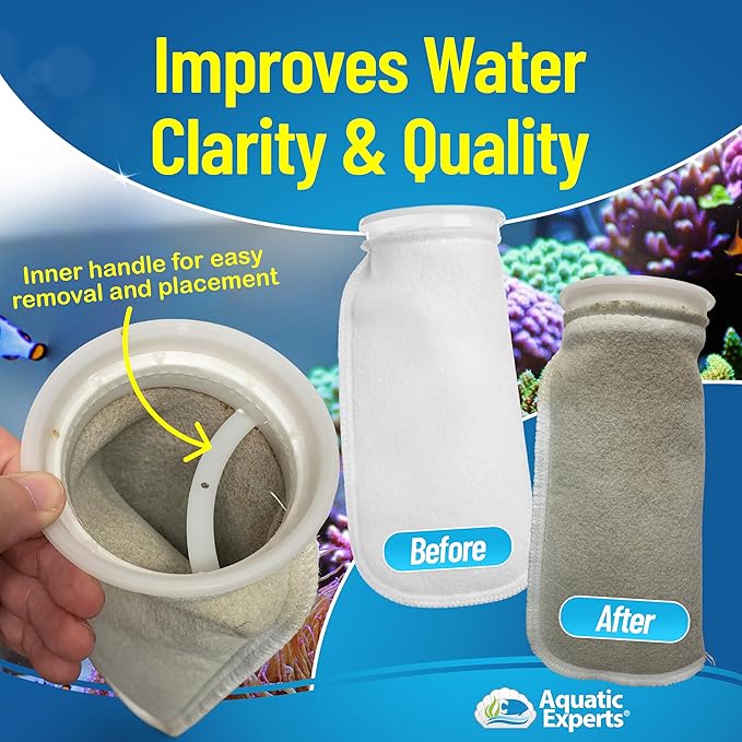 Aquatic Experts 4 inch Ring 100 Micron Felt Filter Sock - Filter Socks for Saltwater Aquarium, Sump Filter Sock, Freshwater Aquarium Socks, Reef Filter Sock (4"x8", 8 Pack)