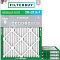 Filterbuy 20x21.5x1 Air Filter MERV 8 Essential Dust & Allergy Defense (4-Pack), Electrostatic Pleated HVAC AC Furnace Filters Replacement, Made in USA (Actual Size: 19.88 x 21.50 x 0.75)