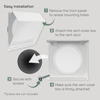 Vent Systems 10" Inch Air Supply Vent Cover with Rubber Gasket - White Galvanized Steel - Robust and Weatherproof Outdoor Air Intake Box - Duct or Surface Mounting - Rain and Snow Protection