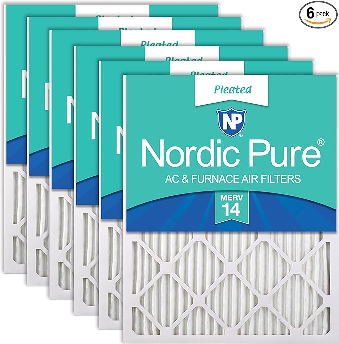 Nordic Pure 12x12x1 (Actual Size: 11 3/4 x 11 3/4 x 3/4) Pleated MERV 14 Air Filters 6 Pack