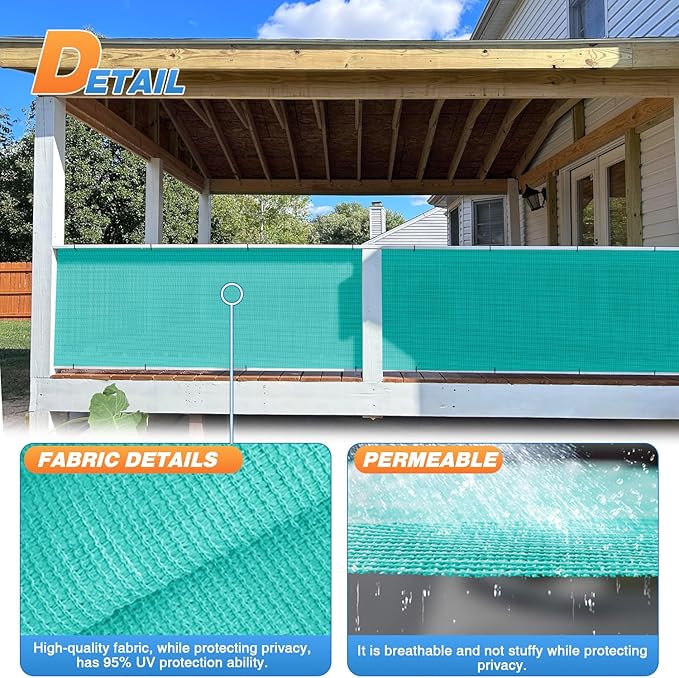 TANG Sun Shade Fabric Roll 8'x107' Shade Cloth for Garden Turquoise Green HDPE Mesh Shading Pergola Cover Replacement Canopy, 95% Blockage Sunshades for Outdoor Patio Backyard Plant