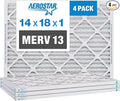 Aerostar 14x18x1 MERV 13 Pleated Air Filter, AC Furnace Air Filter, 4 Pack (Actual Size: 13 3/4" x 17 3/4" x 3/4")