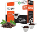 PARTY BARGAINS 300 Compact White Coffee Filter Liners – Disposable, Compatible with Keurig Brewers & K-Cup Reusable Pods, Single-Serve Paper Filters