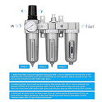 NANPU 1/2" NPT Industrial Grade 3 Stage Air Drying System - Particulate Filter, Coalescing Filter, Desiccant Dryer & Air Regulator, Metal Bowl, Manual Drain, Suitable for Paint Spray＆ Plasma Cutter