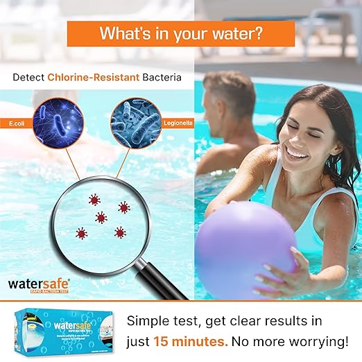 Pool and Spa Rapid Bacteria Test by Watersafe, Detects Down to 1 Bacteria/μL in 15 Minutes, Including E. coli and Salmonella. 20 Tests.
