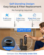 Waterdrop DLG-P Under Sink Water Filter System, Reduces PFAS Chlorine Chloramine Fluoride Odor, 2 Stage Under Sink Water Filtration System with Dedicated Faucet, 2-Outlet Filter, Life Indicator