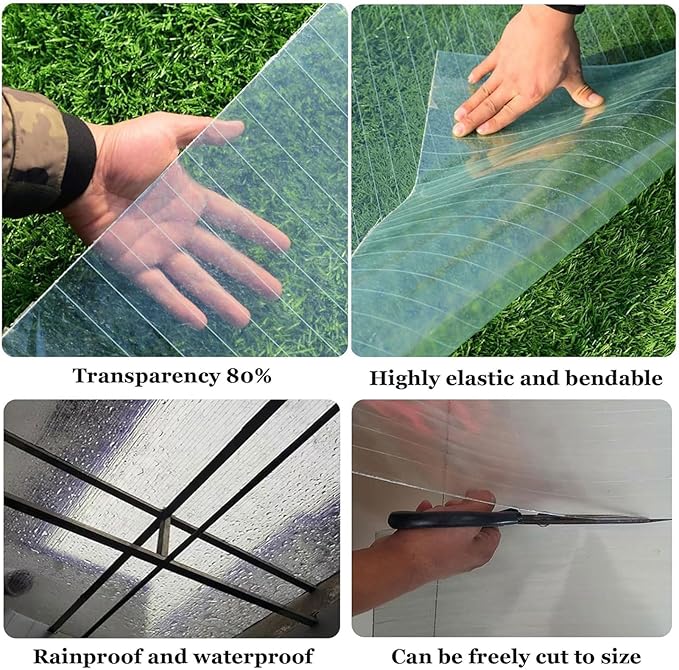 Glass Roof Pergola Polycarbonate Roofing Roll Polycarbonate Panels for Sunrooms, Open-Air Gardens, Greenhouses, Agricultural Use, Sheds(1.2x20m)