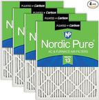 Nordic Pure 16x30x1 (Actual Size: 15 3/4 x 29 11/16 x 3/4) Pleated Air Filters MERV 13 Plus Carbon 4 Pack
