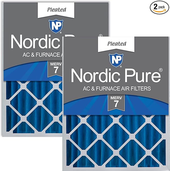 Nordic Pure 16x25x4 (Actual Size: 15 1/2 x 24 1/2 x 3 5/8) Pleated MERV 7 Air Filters 2 Pack