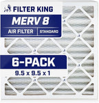 Filter King 9.5x9.5x1 Air Filter | 6-PACK | MERV 8 HVAC Pleated A/C Furnace Filters | MADE IN USA | Actual Size: 9.5 x 9.5 x .75"