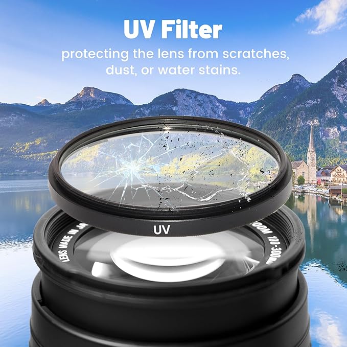 Universal 82mm 3 Piece Lens Filter Kit with Storage Case, Multi-Coated Optical Glass UV Protection Filter + CPL Polarizer + FLD Fluorescent Filters Set with Aluminum Alloy Frame