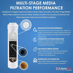 LiquaGen Activated Alumina + Carbon + KDF-55 Replacement Water Filter Cartridge – Helps Manage Fluoride, Chlorine & Taste, Refillable 2.5" x 10", 2.5" x 20", 4.5" x 10", 4.5" x 20" (4, 2.5" x 10")