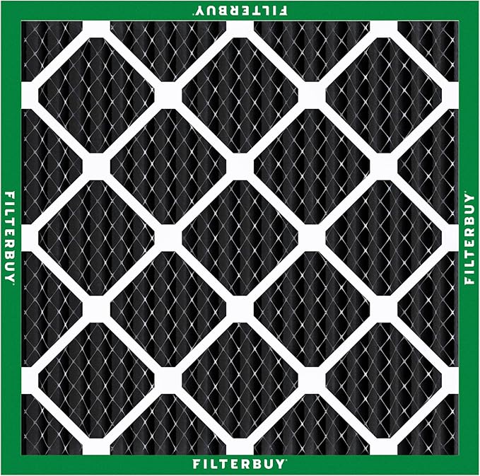 Filterbuy 25x25x1 Air Filter MERV 10 Odor & Allergy Defense with Activated Carbon (3-Pack), Electrostatic Pleated HVAC AC Furnace Filters Replacement, Made in USA (Actual Size: 24.50 x 24.50 x 0.75)