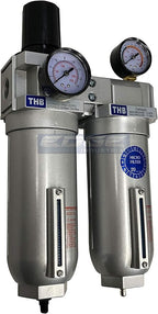 SUPER HEAVY DUTY HIGH FLOW AIR FILTRATION SYSTEM, 2 STAGE PARTICULATE FILTER PLUS OIL REMOVING COALESCING FILTER COMBINATION (1" NPT, AUTO DRAIN)