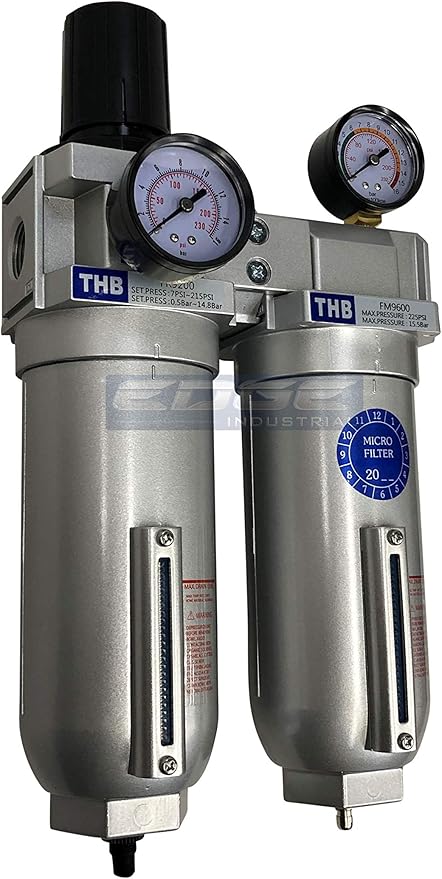 SUPER HEAVY DUTY HIGH FLOW AIR FILTRATION SYSTEM, 2 STAGE PARTICULATE FILTER PLUS OIL REMOVING COALESCING FILTER COMBINATION (3/4" NPT, AUTO DRAIN)