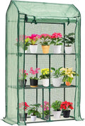 Mini Greenhouse for Indoor Outdoor, Small Plastic Plant Green House Rack Stand Portable Greenhouses with Durable PE Cover for Seedling 60 "x 35"x 16",20 Pcs T-Type Plant Tags Include（PLGH4053G）