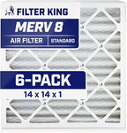 Filter King 14x14x1 | 6-PACK | MERV 8 | HVAC Pleated AC Furnace Filters | MADE IN USA | Actual Size: 13.75 x 13.75 x .75"