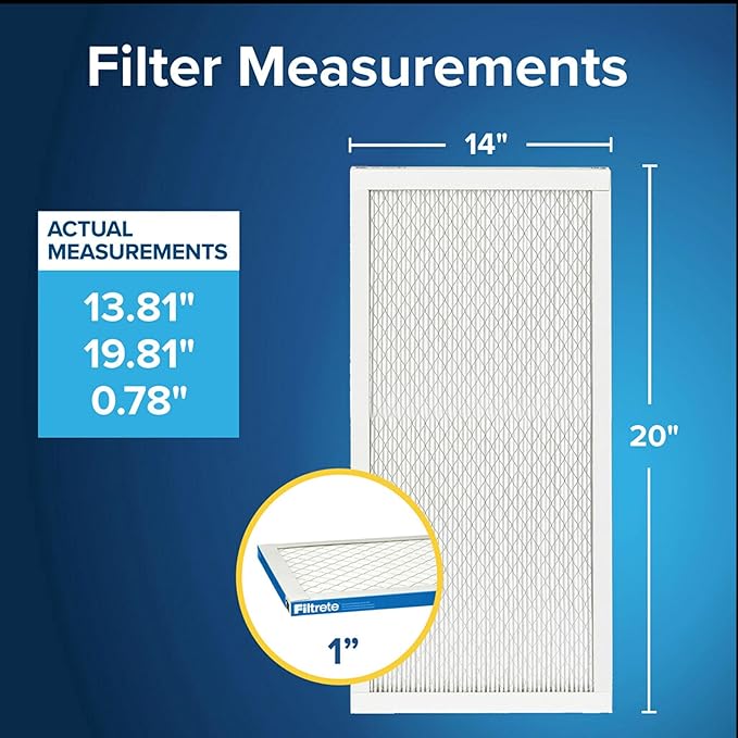 Filtrete 14x20x1 AC Furnace Air Filter, MERV 13, MPR 1900, Premium Allergen, Bacteria & Virus Filter, 3-Month Pleated 1-Inch Electrostatic Air Cleaning Filter, 2-Pack (Actual Size 13.81x19.81x0.78 in)