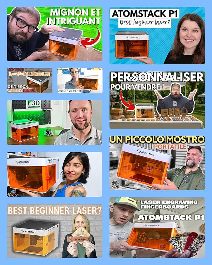 ATOMSTACK P1 5W Laser Engraver, Laser Cutter, Unibody Laser Engraving Machine, 10000 mm/min, 5000mW Diode for Beginners DIY, Wood, Leather, Acrylic, Metal, Portable, Single Laser, Class 1 Safe