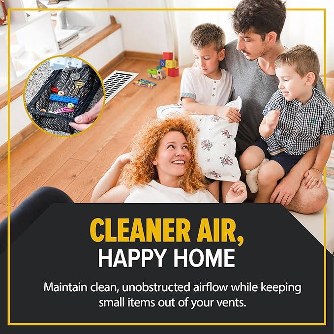 HAAK - Floor Vent Cover Trap, Durable Screen That Attaches Easily to Vent Covers for Home Floor, 4-Pack Air Vent Filters for Trapping Debris, Easy to Install and Remove, 4 x 10 inches Each
