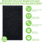 Timgle 24 Pcs Universal Trash Can Deodorizer Trash Bag Odor Absorbing Filters with 24 Double Sided Nano Glues Charcoal Deodorizer for Compost Buckets Countertop Garbage Bins