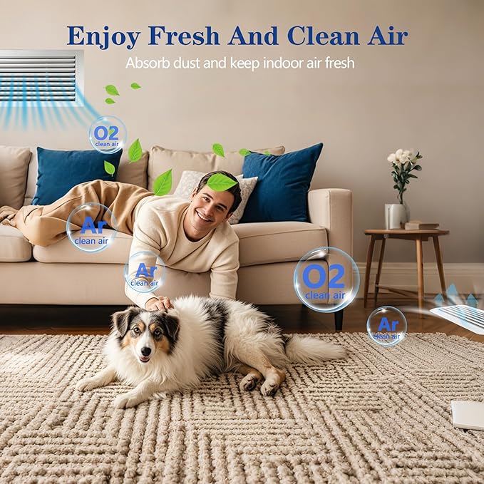 Air Vent Filter, 18"X120" Cut to Size Air Filter Material, MERV 8 Electrostatic Air Filter Roll, Blue & White Vent Filters for Home Floor, Rv Ac Vent, Ceiling, Refrigeration, HVAC Furnace Vent, Etc