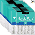 Nordic Pure 18x24x1 (Actual Size: 17 1/2 x 23 1/2 x 3/4) Pleated Air Filters MERV 14 Plus Carbon 24 Pack
