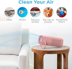 Pure Enrichment PureZone Mini Portable Air Purifier - Cordless True HEPA Filter Cleans Air & Eliminates 99.97% of Dust, Odors, & Allergens Close to You - Cars, School, & Office (Blush)