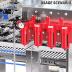 TAILONZ PNEUMATIC 0-150PSI 3/8 Inch NPT Red Industrial Grade 4 Stage Air Drying System, Particulate Filter, Coalescing Filter, Double Desiccant Dryer and Air Regulator (Manual Drainage)