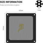 Dust Filter PC 90mm for Computer Cooler/PSU/Routers PVC 50 Mesh, Magnetic Frame PC Fan Dust Mesh Cooler Filter Dustproof Computer Fan Grills (PVC, Gentleman, 90 * 90mm, 2pcs, Black)