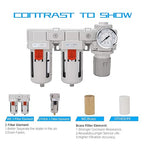 NANPU DFR-04 1/2" NPT Air Drying System - Double Air Filters, Air Pressure Regulator Combo - Semi-Auto Drain, Poly Bowl