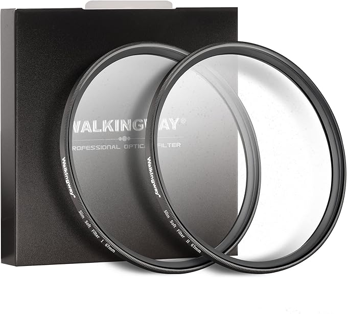 WalkingWay White Mist 67MM Soft Focus Filter Set - Dreamy Fog Effect for Video/Vlog/Portrait Photography - 2pcs (Soft 1 and 2)