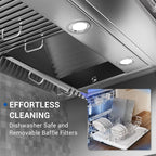 CT Copper Tailor Built-in Range Hood Insert Vent 48 Inch, 1150 CFM with 4-Speed Fan, LED Light, Dishwasher-safe Baffle Filter,Stainless Steel
