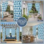 Outdoor Curtains for Patio Waterproof Weatherproof Blue Aircraft Porch Curtains for Outside Modern Abstract Art Gradient Airplane Grommet Privacy Drapes for Pergola Gazebo Cabana, 2 Panels,54"Wx84"L