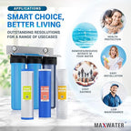 Max Water 3 Stage Nitrate Removal 3 Stage 20"X 4.5" Whole House Water Filter System - Wound Sediment + Anion Resin Nitrate Reduction + GAC - 1" Inlet/Outlet