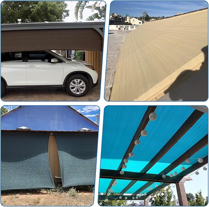 TANG Sun Shade Fabric Roll 8'x121' Shade Cloth for Garden Turquoise Green HDPE Mesh Shading Pergola Cover Replacement Canopy, 95% Blockage Sunshades for Outdoor Patio Backyard Plant