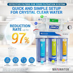 Max Water 5 Micron Replacement Filter Set (10 inch x 2.5 inch) for Standard 5 Stage RO (Reverse Osmosis) Water Filter System - PP Sediment, GAC, CTO & Post Carbon