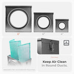 8 Inch Filter Box - Inline Duct Filter for Round Duct - Galvanized Steel Air Filter with EPDM Rubber Seal Gaskets - Intake Filter Ventilation - Ducting Filtration System for Home Improvement