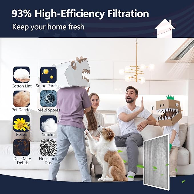 12x20x1 (Actual Size:11.75x19.75x0.86）Lifetime Electrostatic Air Filter, MERV 8 Washable Aluminum AC/HVAC Furnace Filter, Reusable Permanent Air Filter, Easy to Clean, Healthier Home/Office