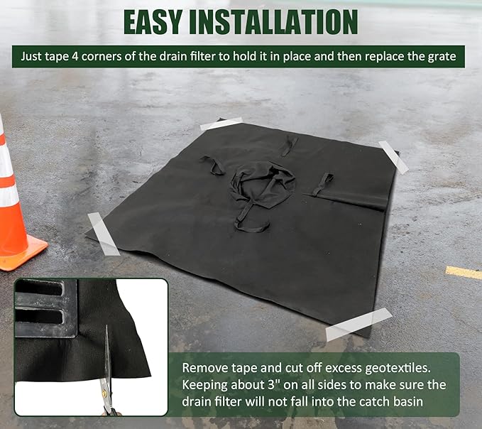 5 Pack PET Storm Drain Filter-47.2x47.2x23.6in Oil & Sediment Guard with 4 Lifting Loops,Square Witches Hat Catch Basin Filter for Parking lot Street Construction Site Industrial Plant