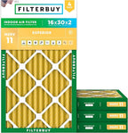 Filterbuy 16x30x2 Air Filter MERV 11 Superior Pet & Allergy Defense (4-Pack), Electrostatic Pleated HVAC AC Furnace Filters Replacement, Made in USA (Actual Size: 15.69 x 29.69 x 1.75)