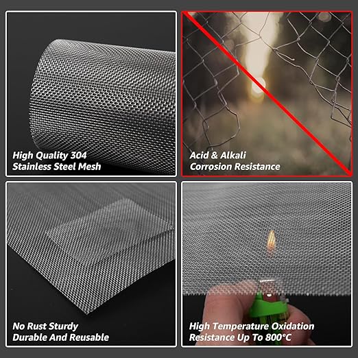 6 Pack 12x8 Inch Stainless Steel Wire Mesh Screen for DIY Projects, Vent, Cage, Garden, Window, Filter - Never Rust