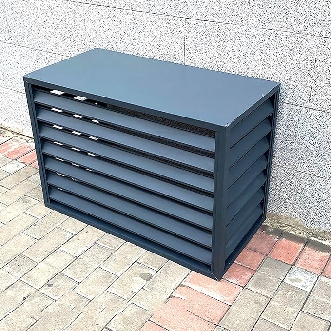 Aluminum Air Conditioner Cover Exterior Air Conditioning Unit Cover Air Conditioner Fence Screen Privacy Fence Trash Can Enclosure Outdoor Condenser Protective (Gray 110x60x80cm)